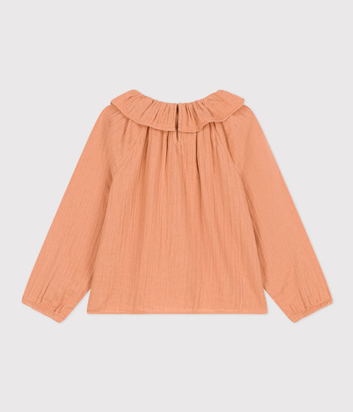 Blouse en gaze de coton fille - rose