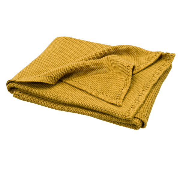 Couverture tricotée mustard