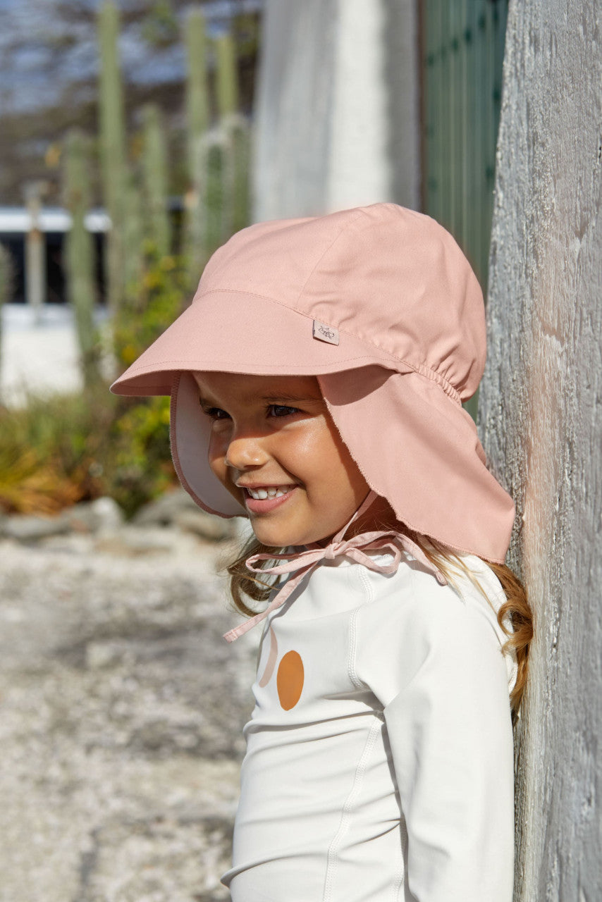 Chapeau protège nuque anti-UV bébé - rose