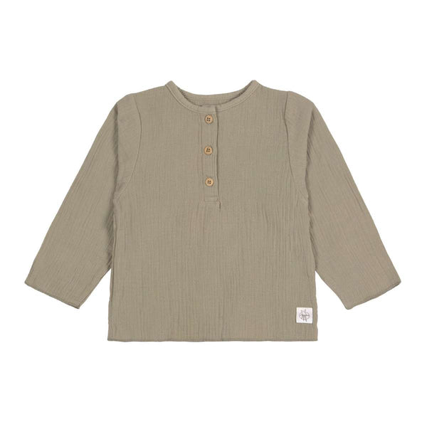 T-shirt manches longues en mousseline bébé - coton bio, olive