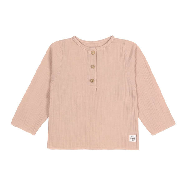 T-shirt manches longues en mousseline bébé - coton bio, powder pink