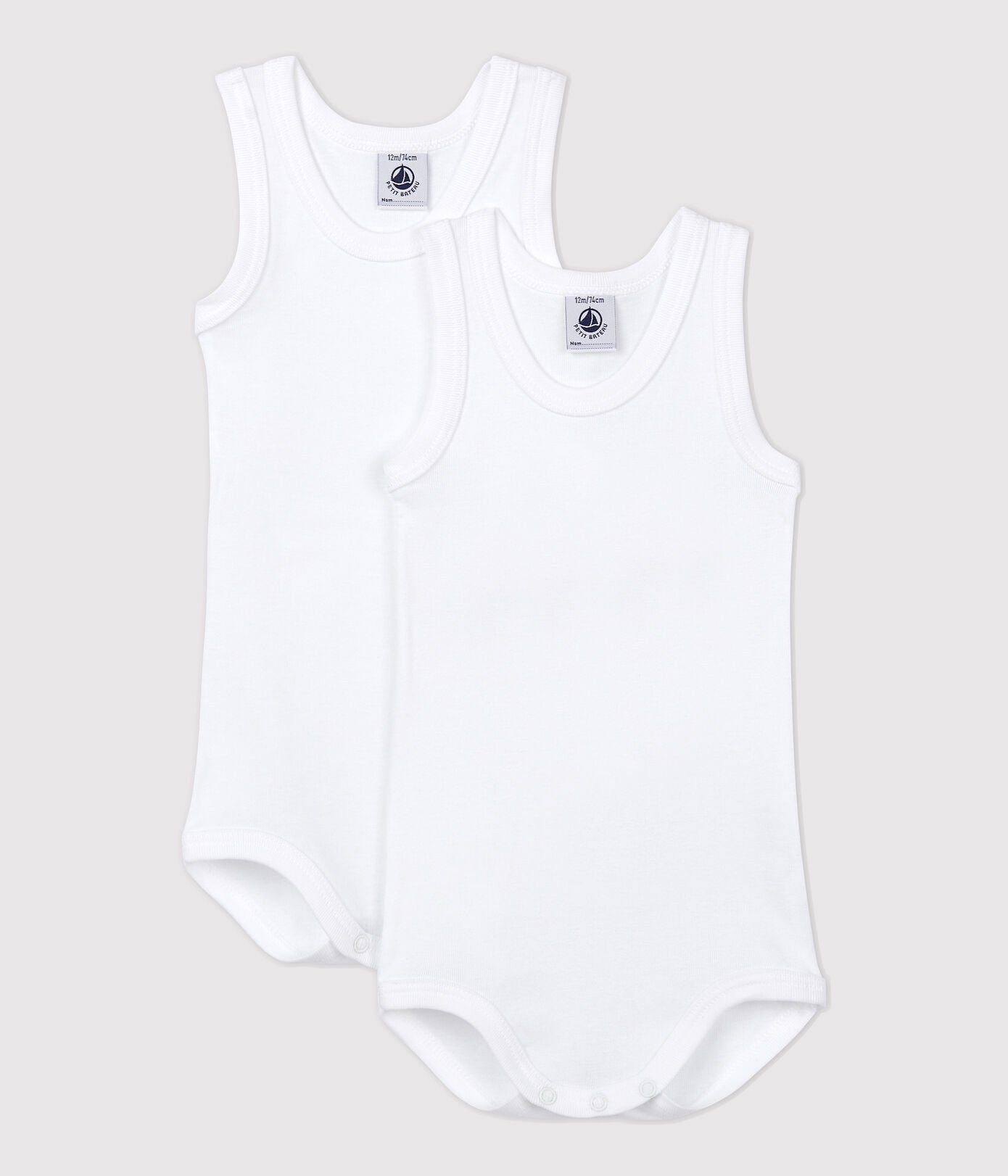 Lot de 2 bodies blancs sans manches bébé
