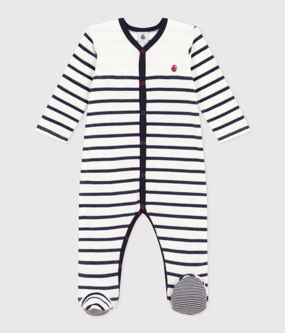Pyjama bébé rayé en velours