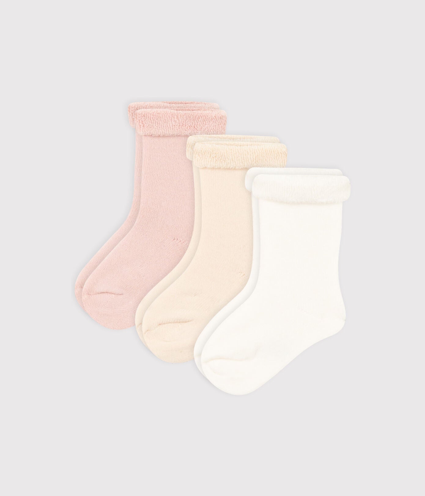 Lot de 3 paires de chaussettes bébé en tricot uni