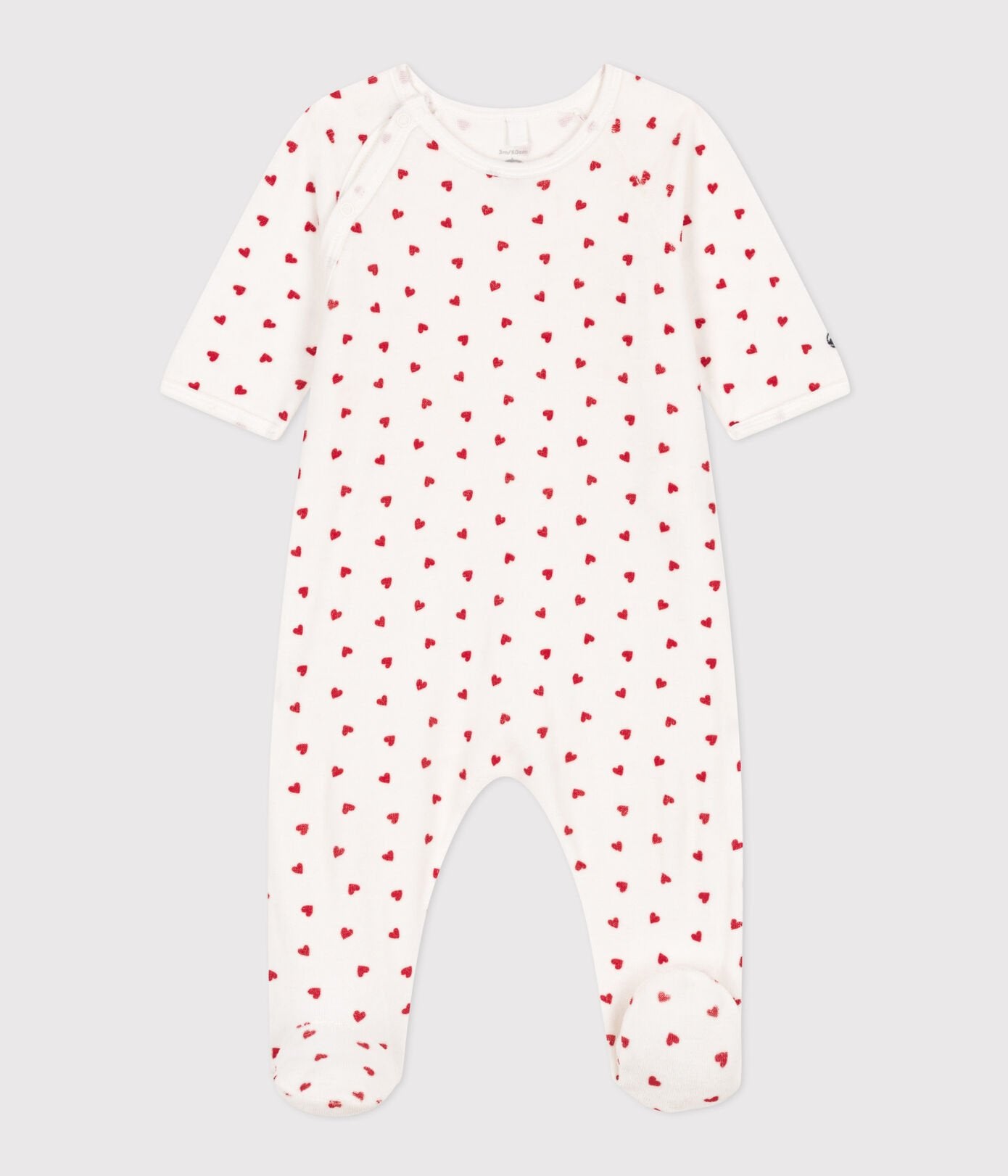 Dors-bien en velours coeurs rouges - bébé