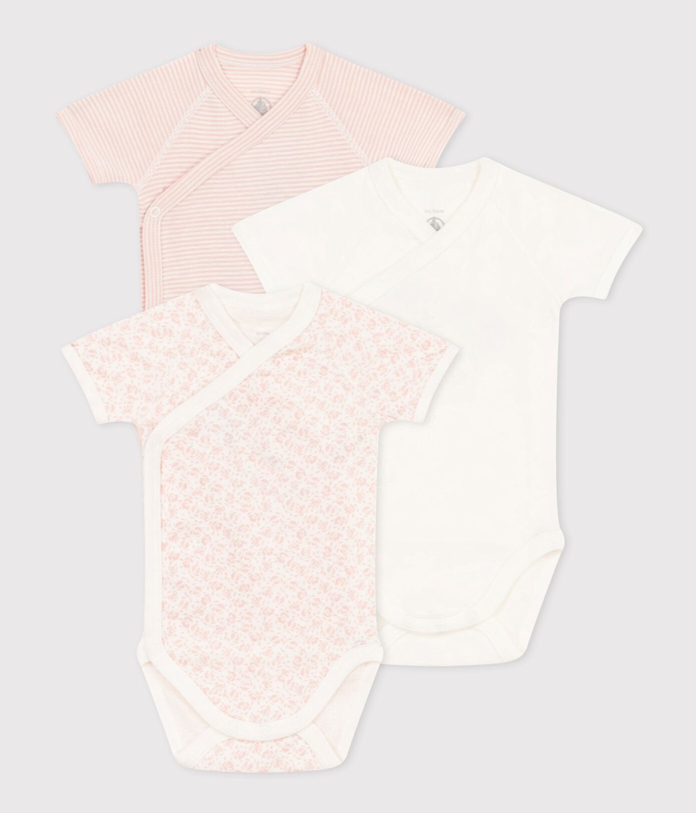 Lot de 3 bodies croisés manches courtes fleurs