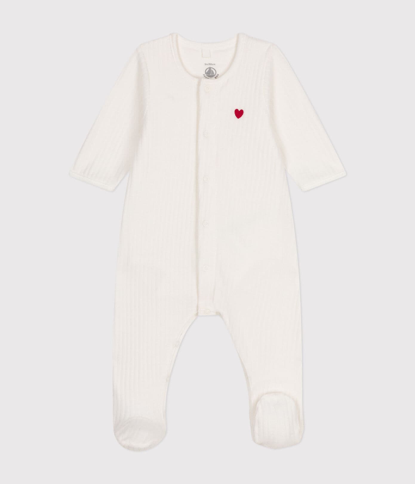 Bodyjama bébé en velours - blanc coeur