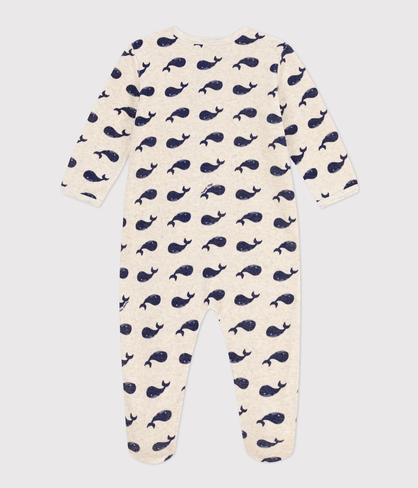 Dors-bien bébé en velour marines - Baleines