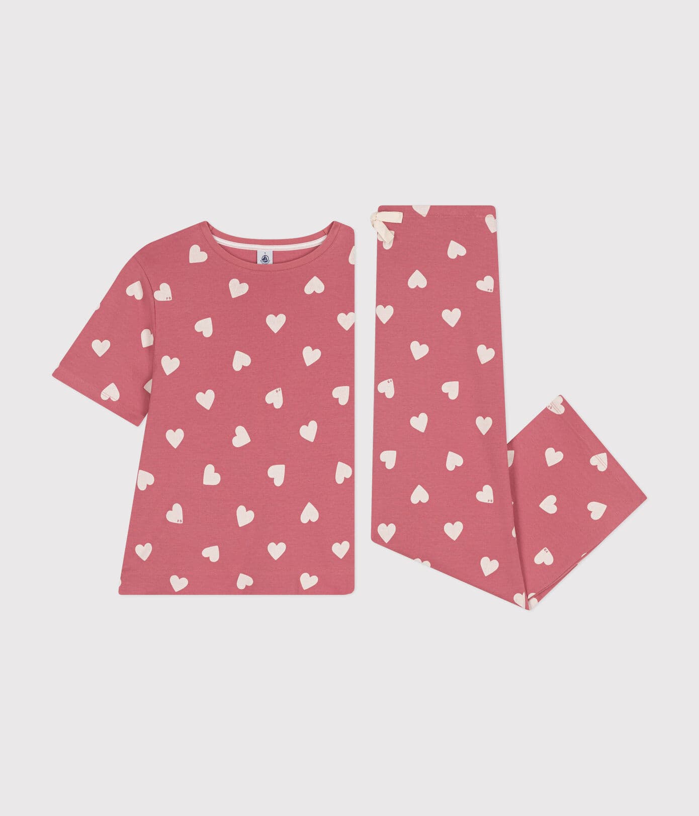 Pyjama adulte rose imprimé coeurs -