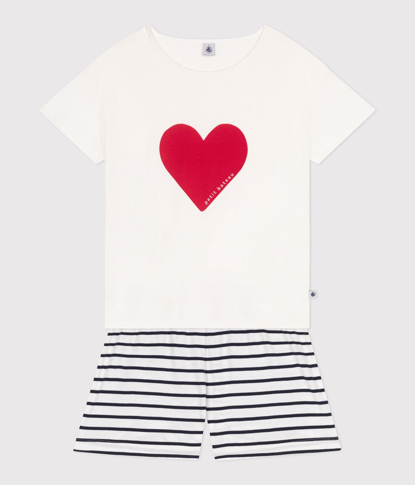 Pyjama short fille/adulte imprimé coeurs