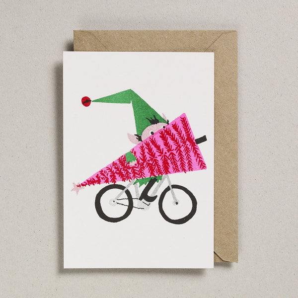 Carte Christmas - Elf on Bike