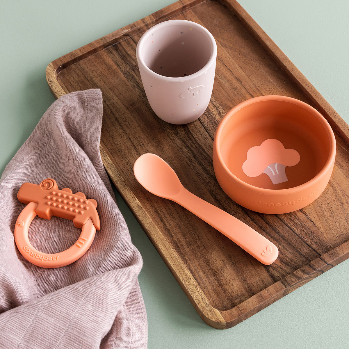Dinner set silicone - papaya