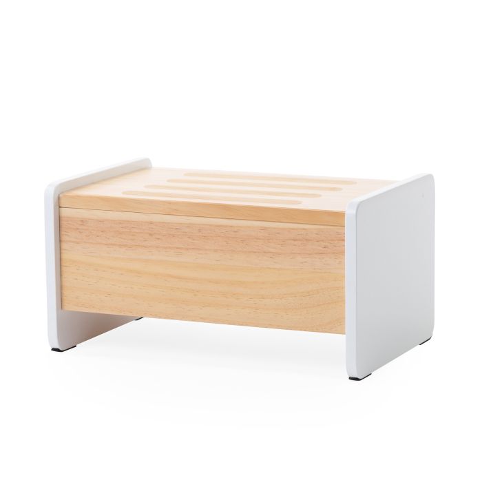 Marche-pied en bois blanc-naturel