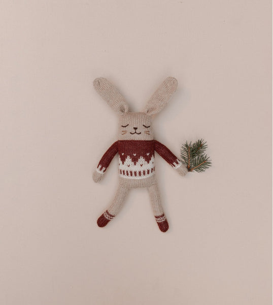 Doudou Lapin - pull jacquard sienne