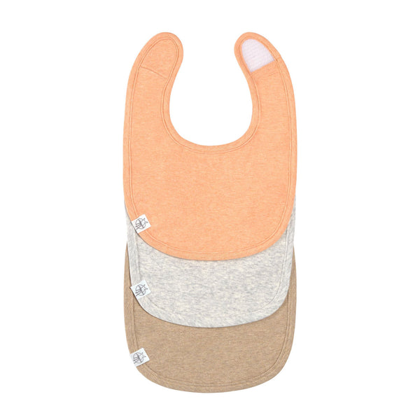 Lot de 3 bavoirs nouveau-né apricot mélange