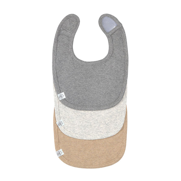 Lot de 3 bavoirs nouveau-né gris mélange