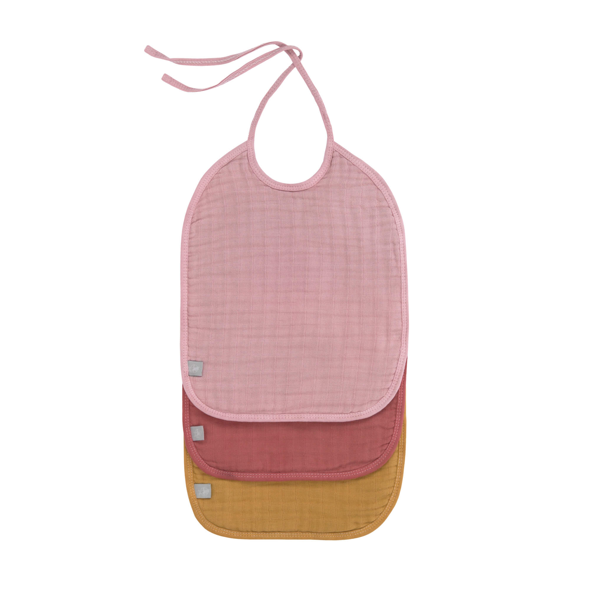 Lot de 3 bavoirs medium en mousseline, rose