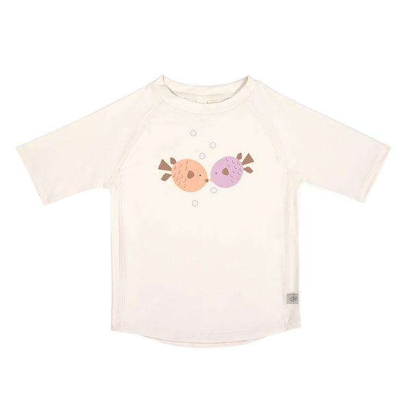 T-shirt anti-UV manches courtes enfants - Poisson, blanc cassé