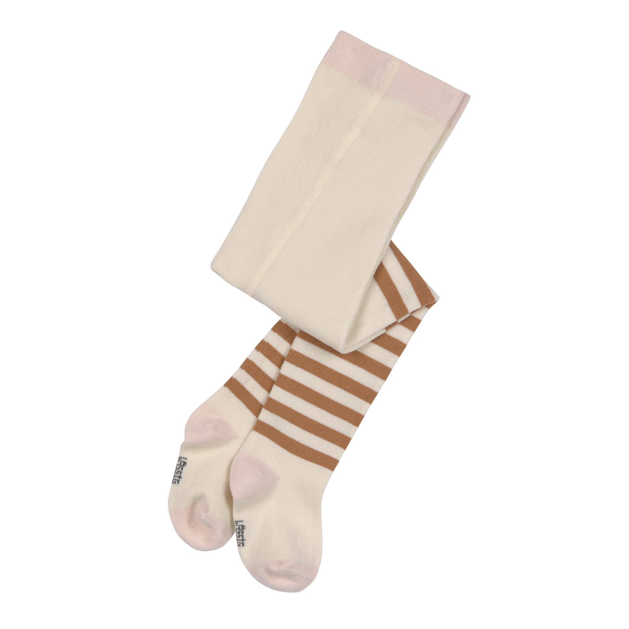 Collants blanc cassé semi rayé caramel