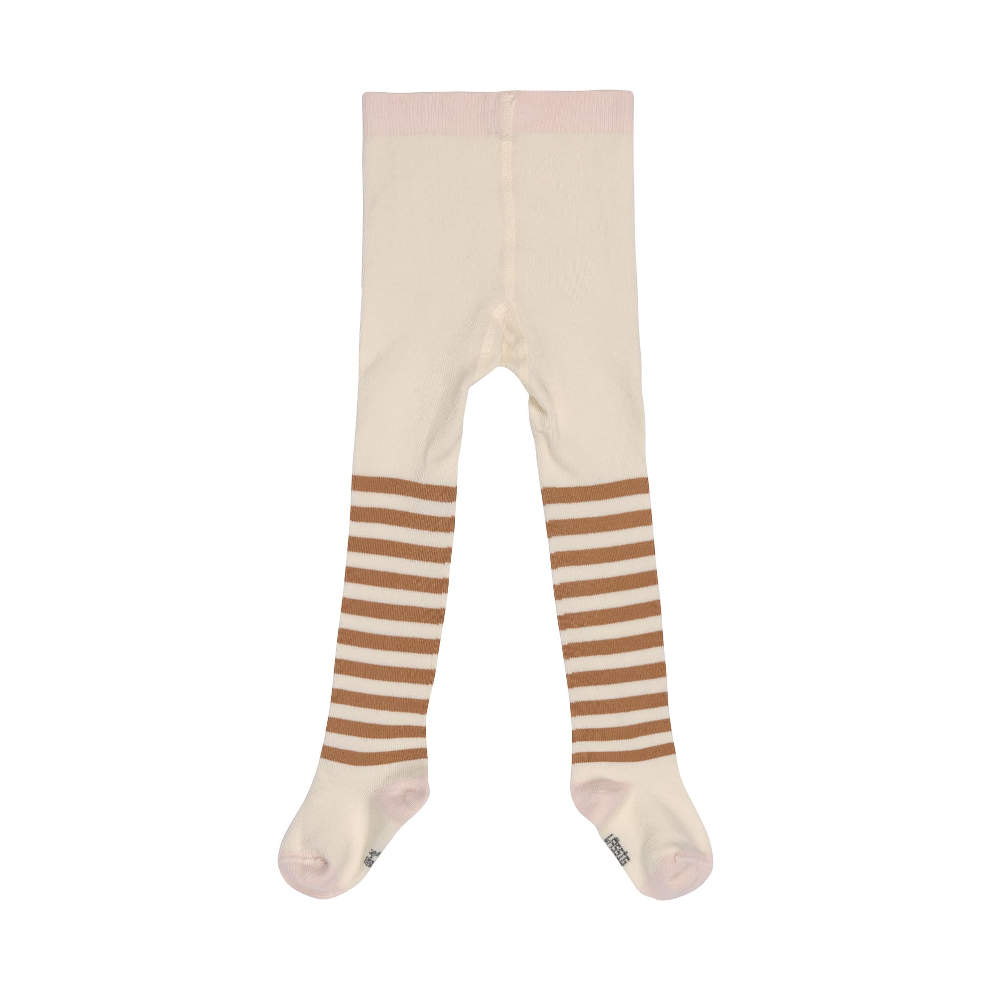Collants blanc cassé semi rayé caramel