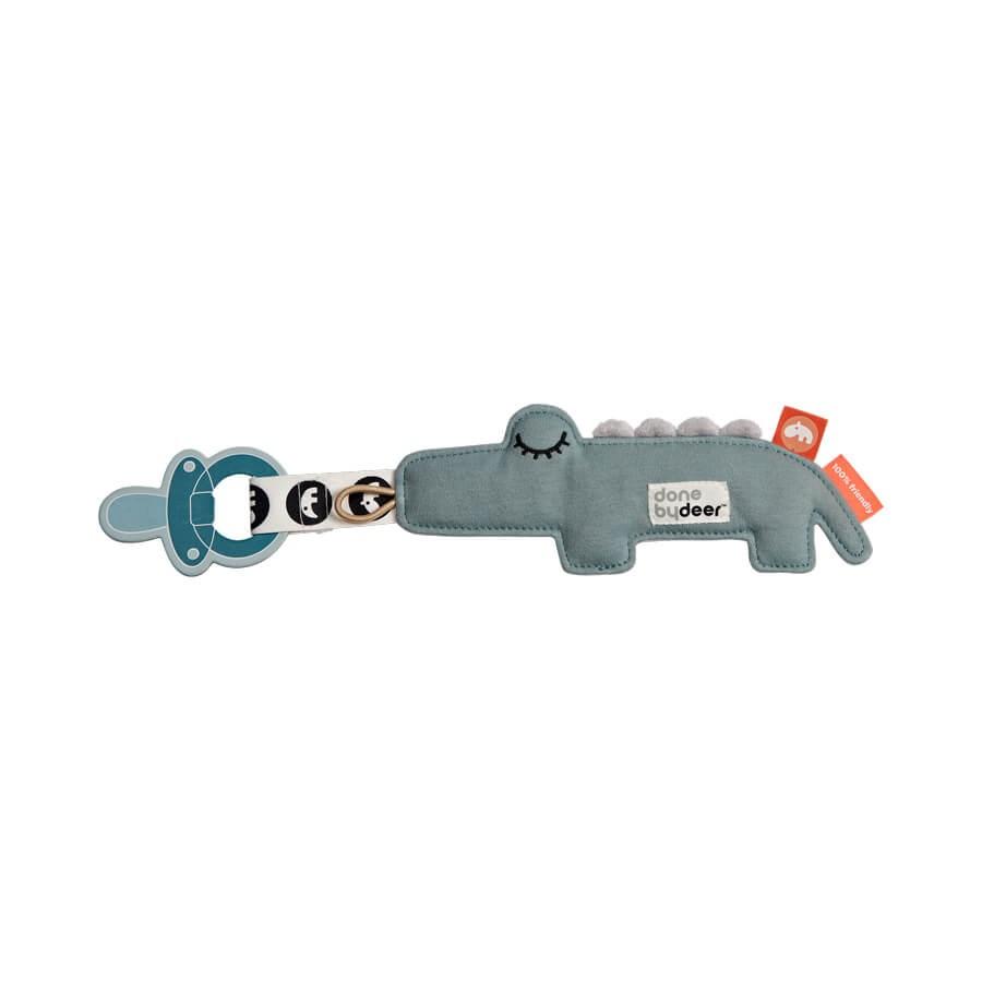 Peluche attache-sucette Croco blue