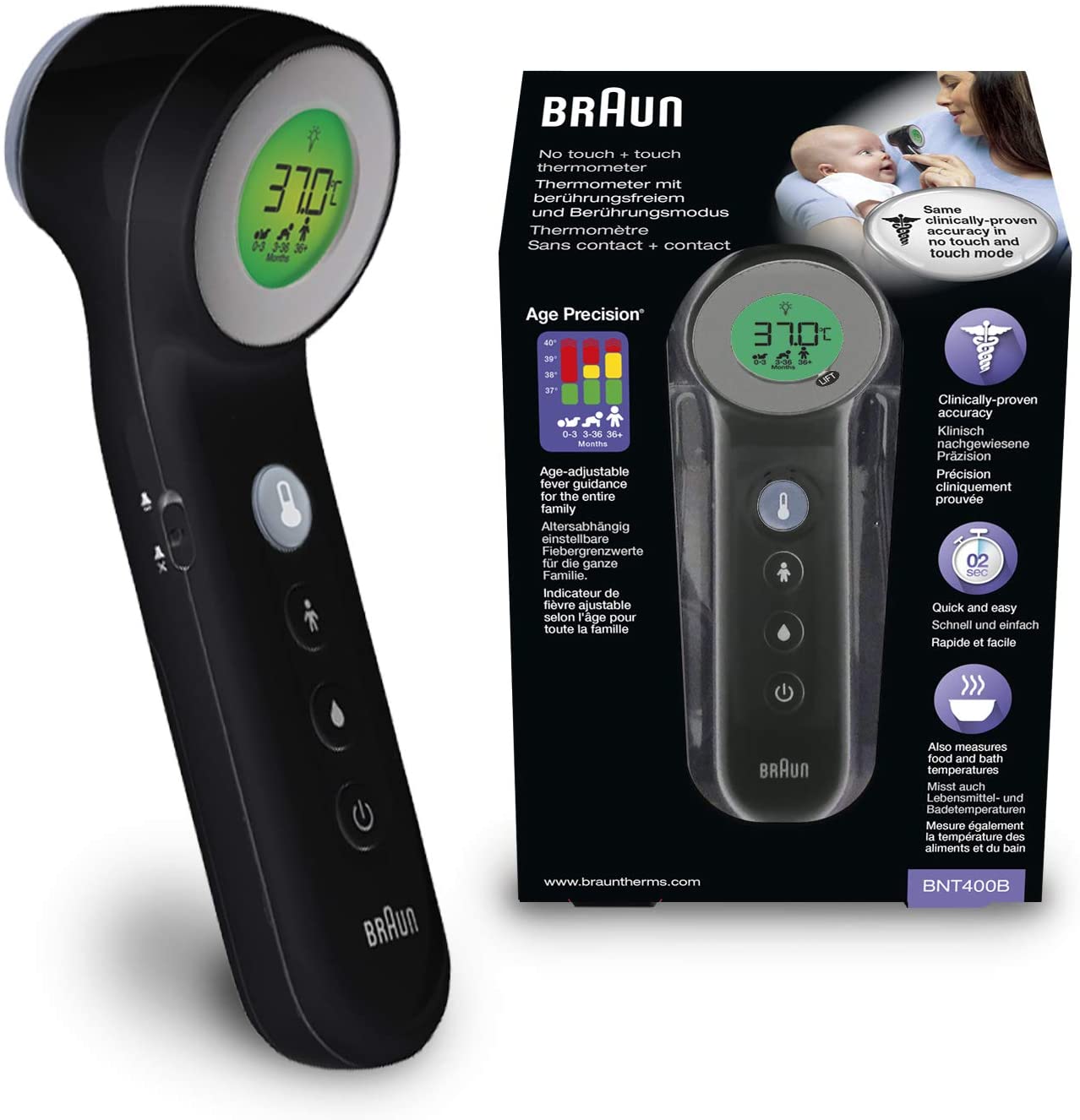 Thermomètre FRONTAL Digital - Age precision black