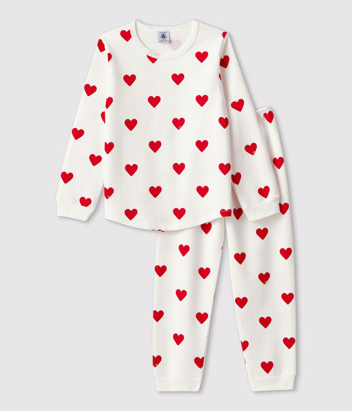 Pyjama enfant imprimé coeurs en molleton