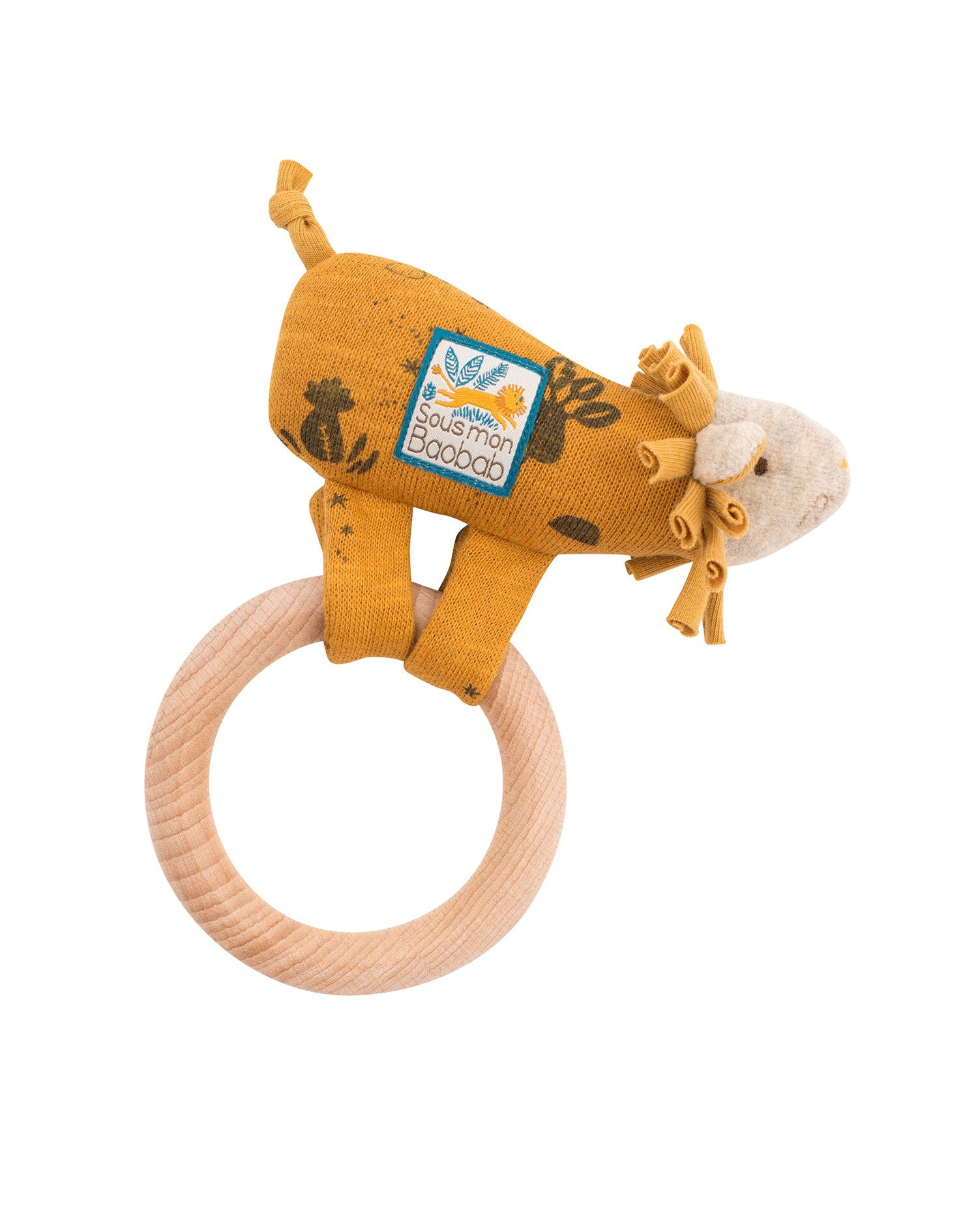Anneau hochet bois lion - Sous mon Baobab