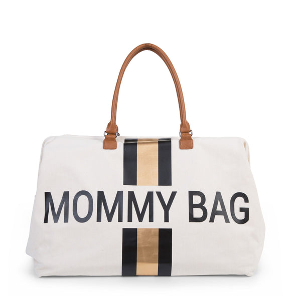 Mommy bag écru rayures noir/or