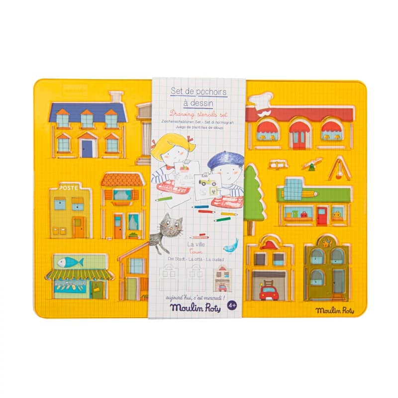 Set de 2 pochoirs ville - Aujourd'hui c'est mercredi