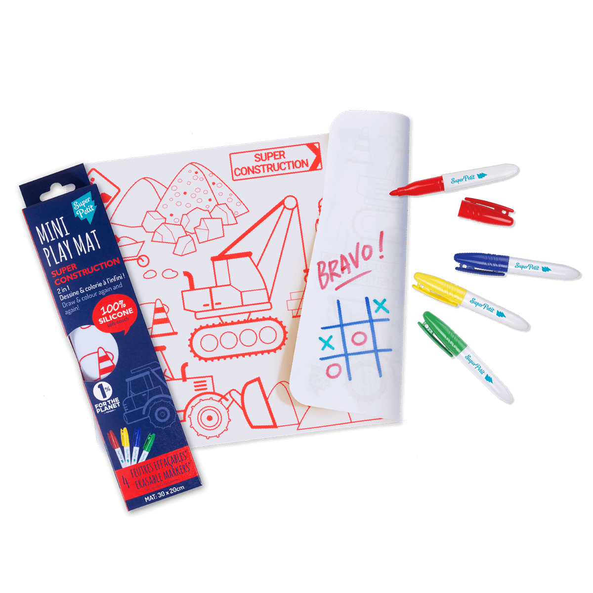 Mini Playmat silicone + feutres - Super construction