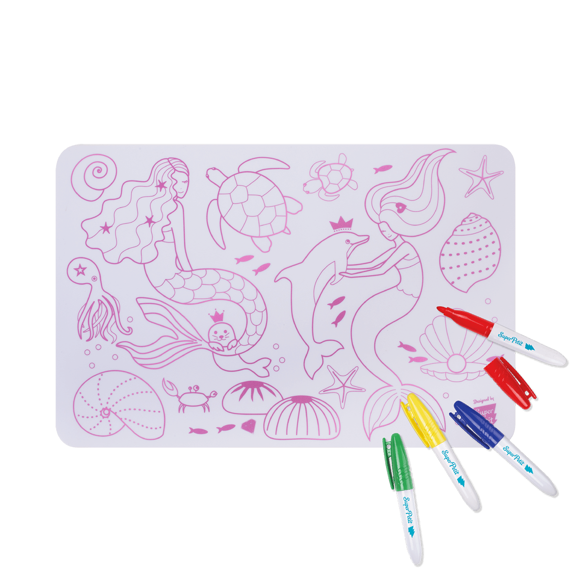 Mini Playmat silicone + feutres - Sirène