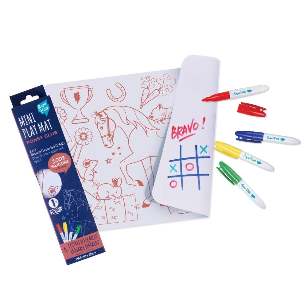 Mini Playmat silicone + feutres - Poney