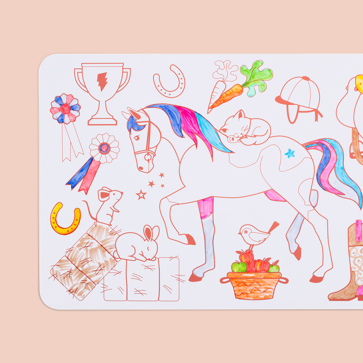 Mini Playmat silicone + feutres - Poney