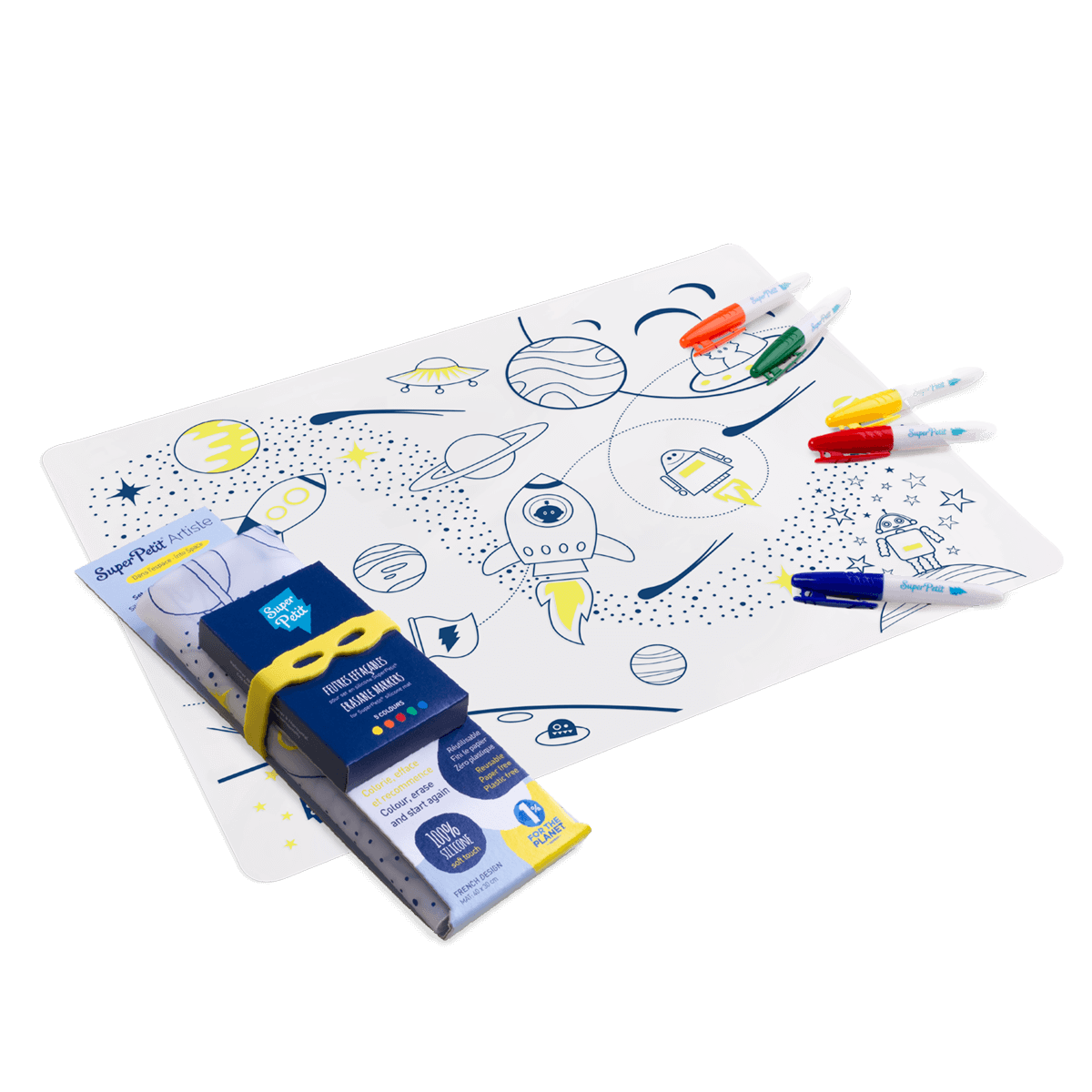 Set coloriage en silicone + feutres - Space