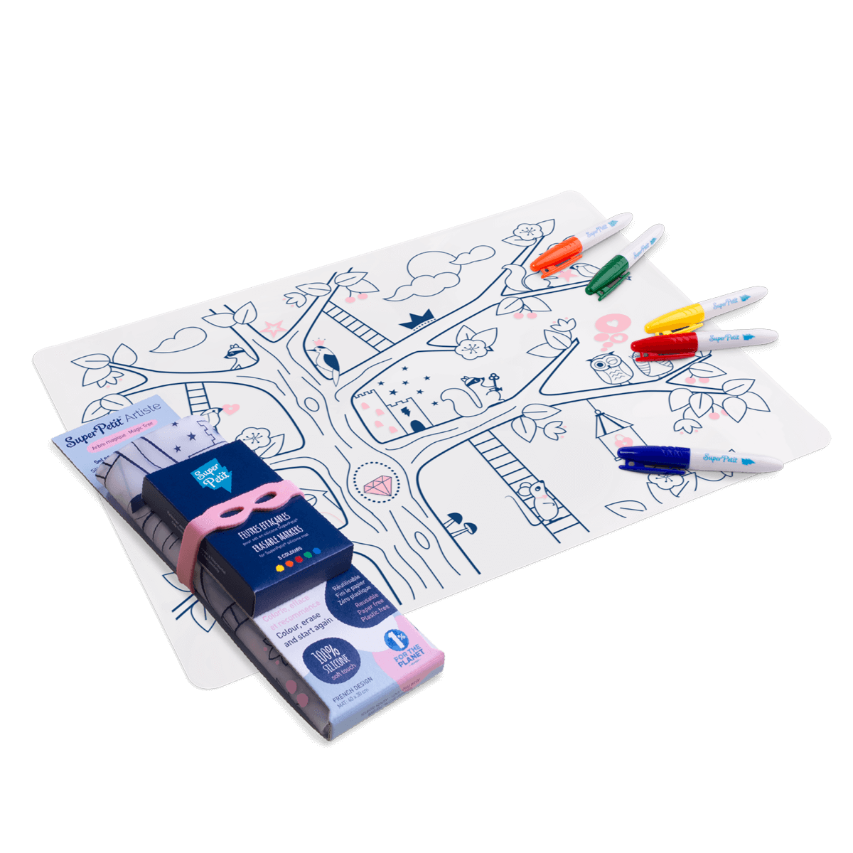 Set coloriage en silicone + feutres - Arbre magique